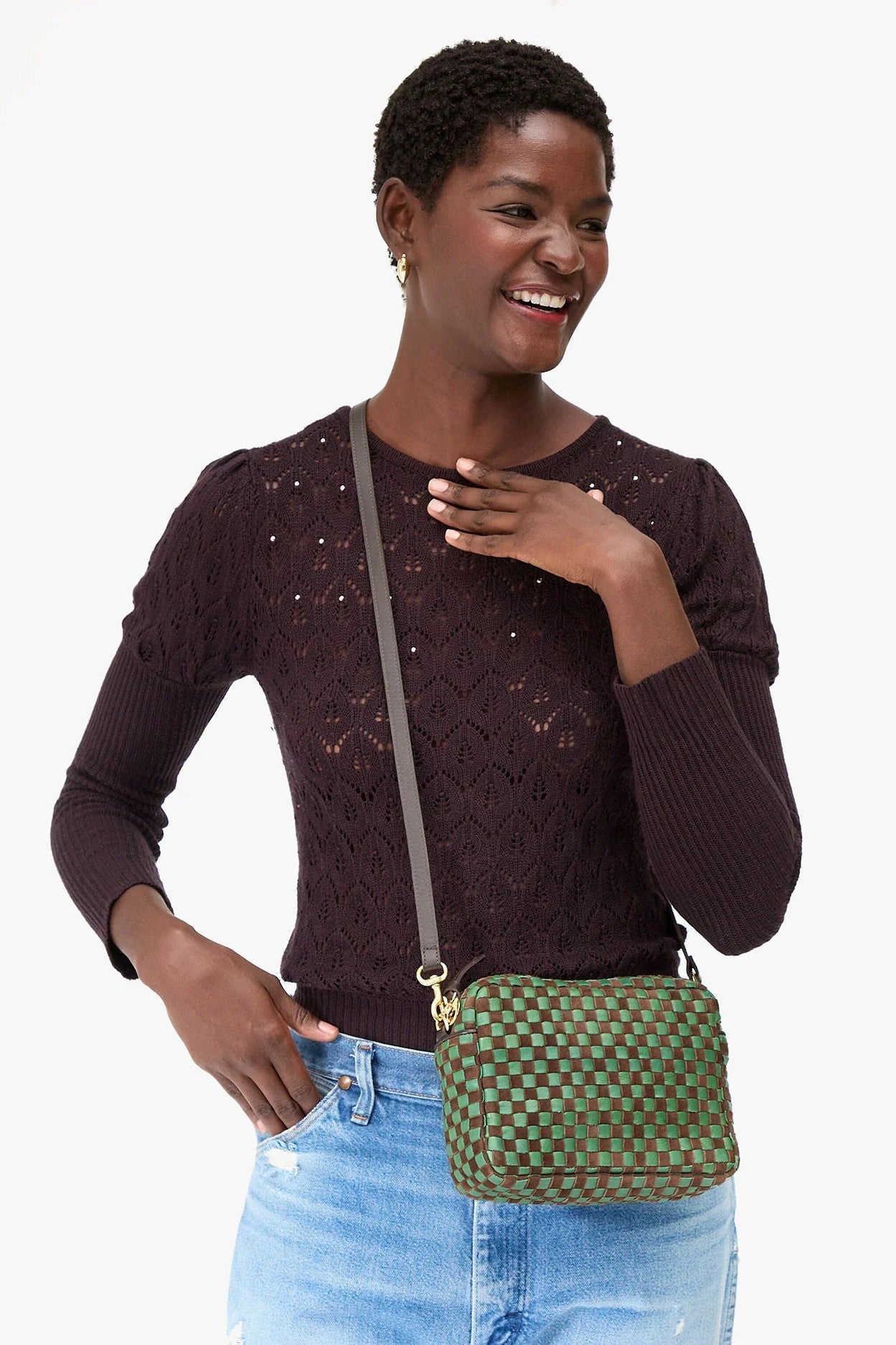 MIDI SAC LEATHER/SUEDE CHECKER - Handbags - Sassanova