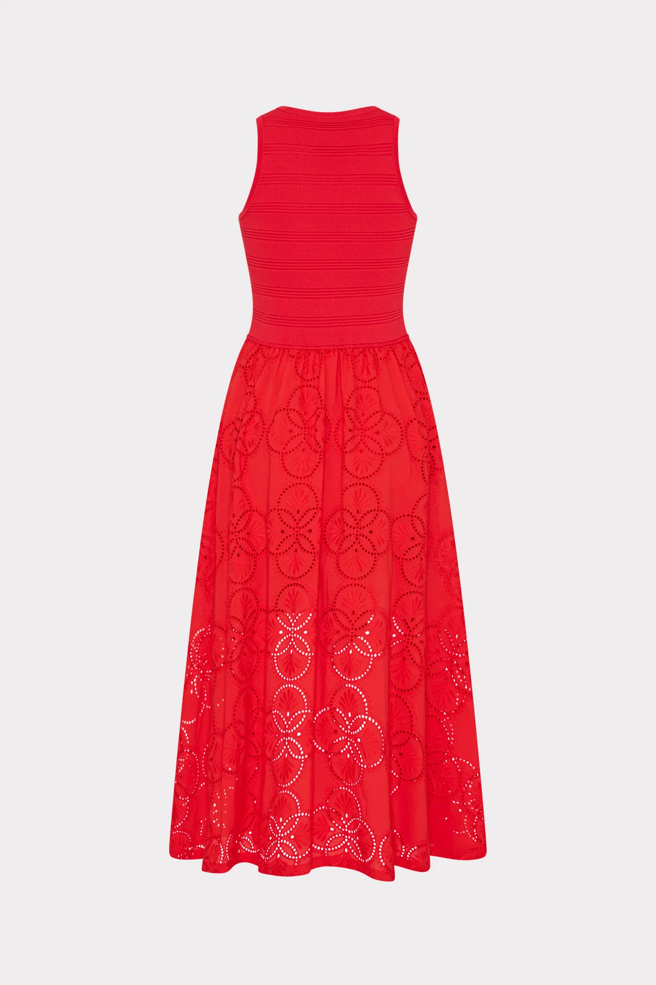 GEO EYELET KNIT COMBO MIDI DRESS - Dresses - Sassanova