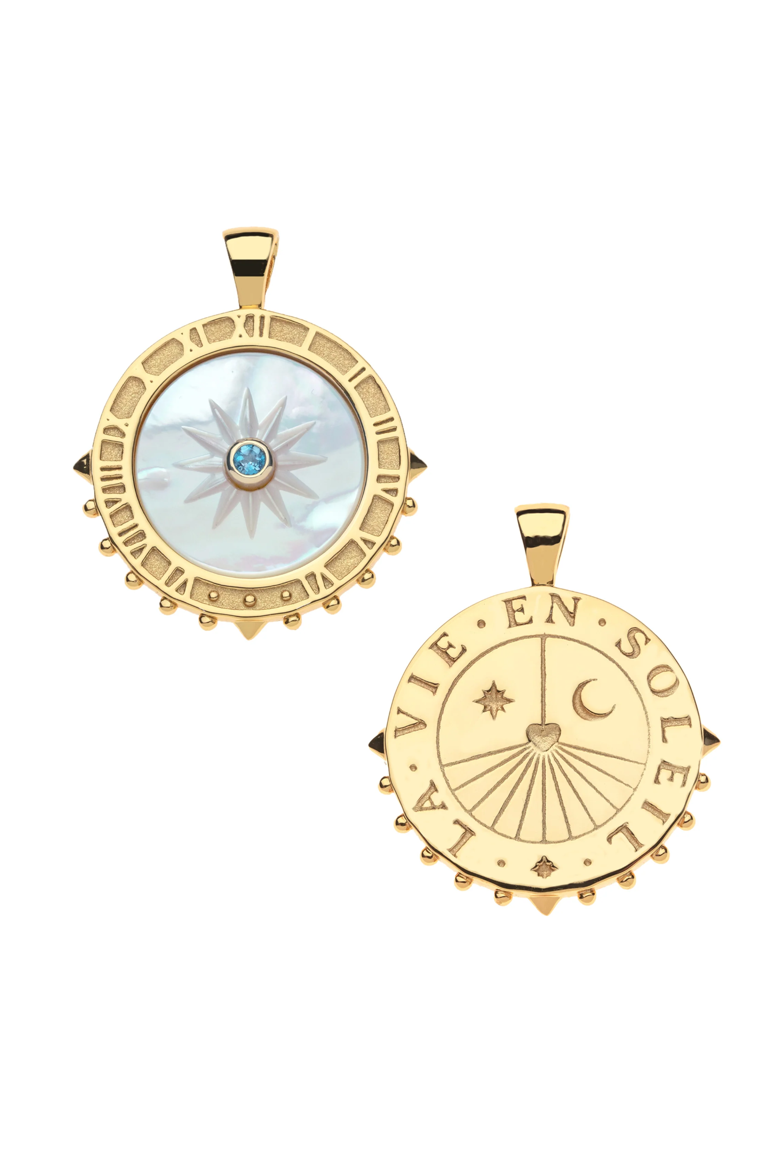 FOREVER LA VIE EN SOLEIL MOTHER OF PEARL PENDANT- CLASSIC ROLO CHAIN - Necklaces - Sassanova