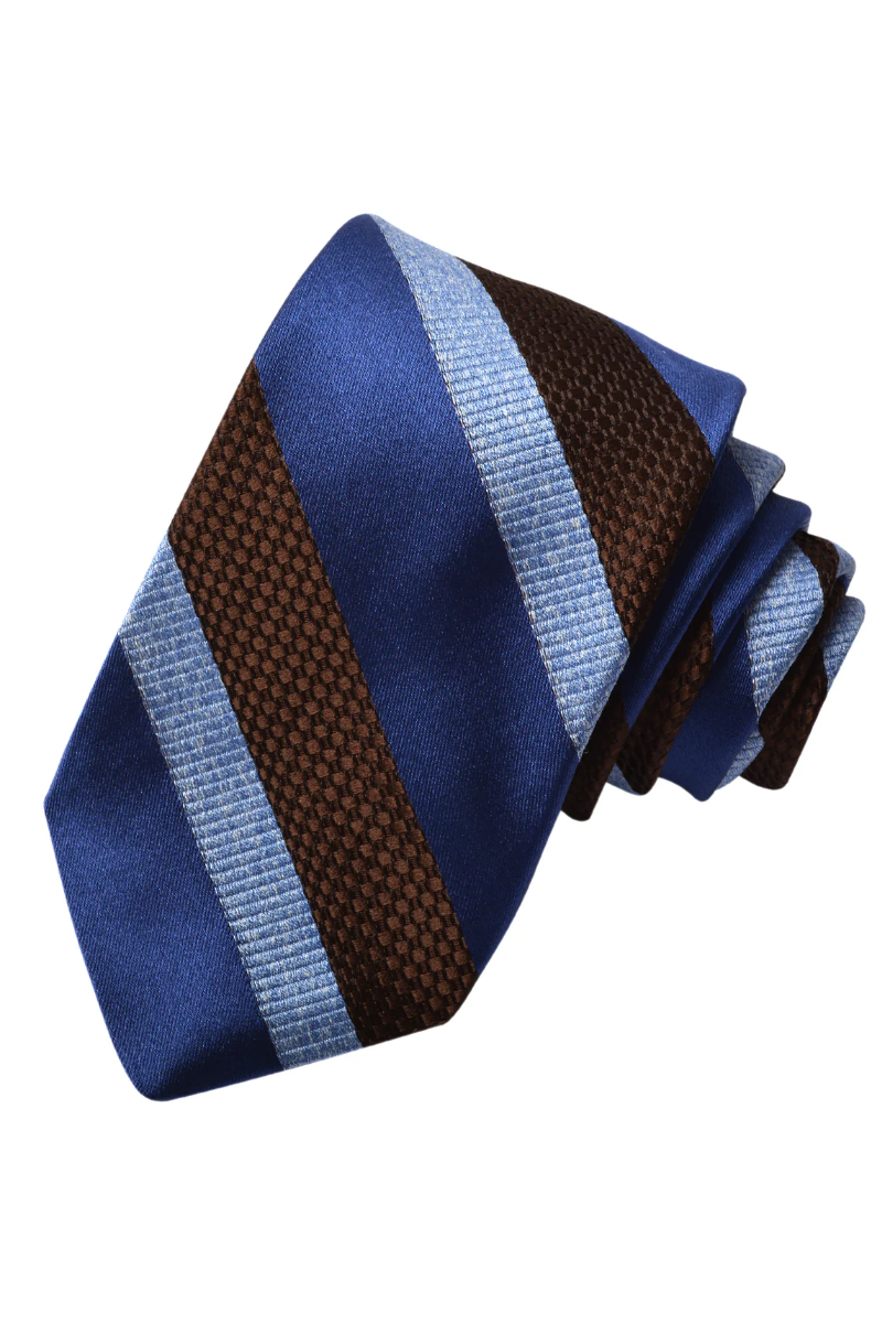 ITALIAN SILK WOVEN STRIPE TIE MOCHA - Ties - Novaman