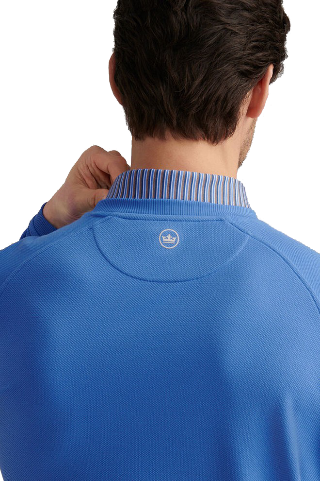 CRADLE PIQUE PERFORMANCE CREW in a solid bright blue color with ribbed hems-novaman