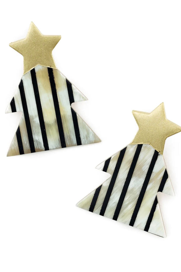 STRIPE XMAS TREE EARRINGS