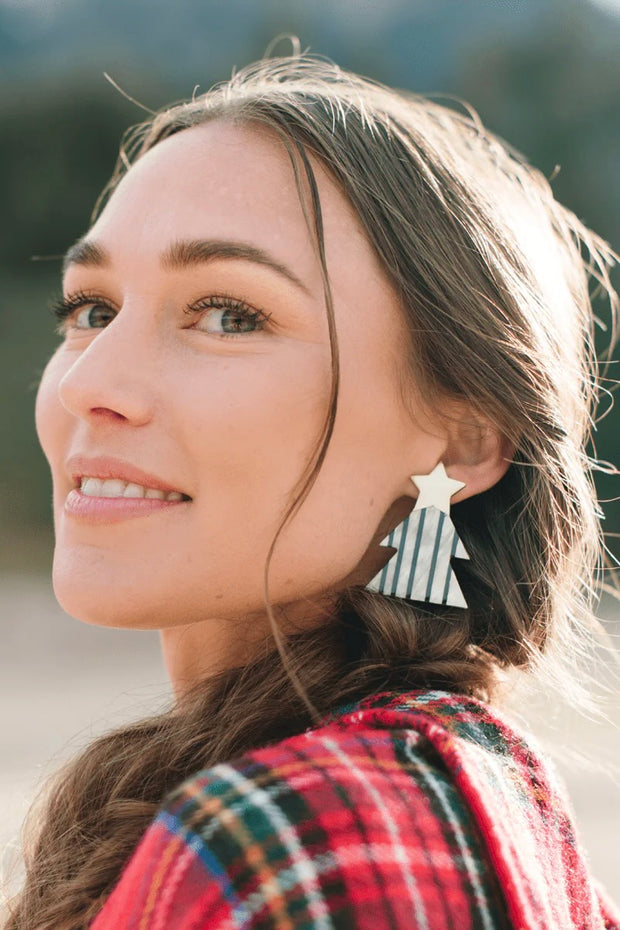 STRIPE XMAS TREE EARRINGS