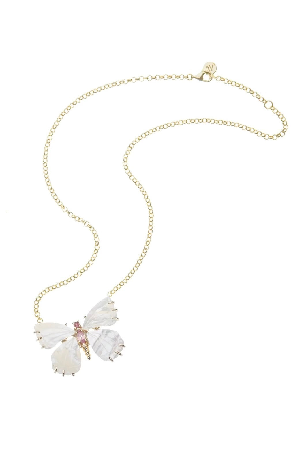 FREEDOM MOTHER OF PEARL BUTTERFLY NECKLACE - Necklaces - Sassanova