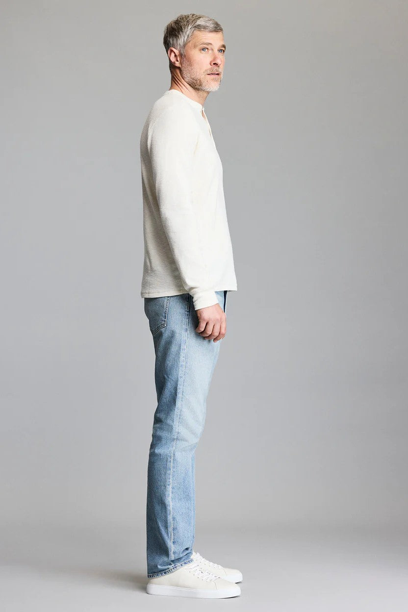 long sleeved slub tuck henley in tinted white-novaman