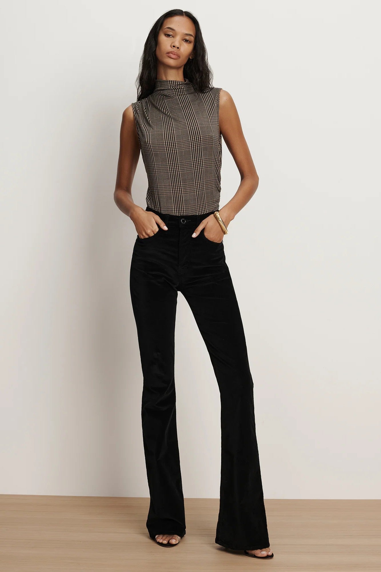 BEVERLY VELVET HIGH RISE SKINNY FLARE-sassanova