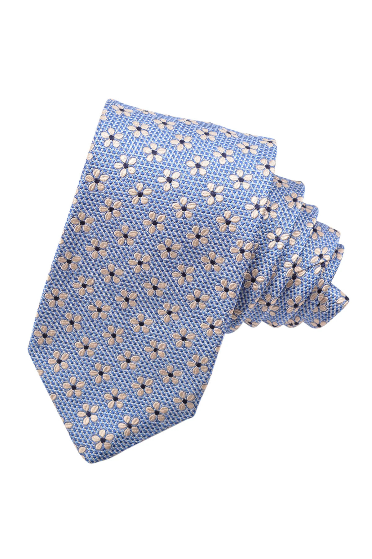 ITALIAN WOVEN DAISY TIE BLUE OS Sassanova / Novaman