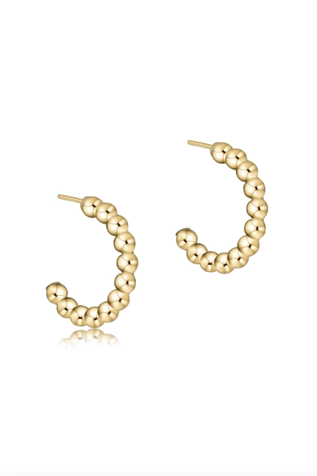 BEADED CLASSIC 1" HOOP- 3MM GOLD - Earrings - Sassanova