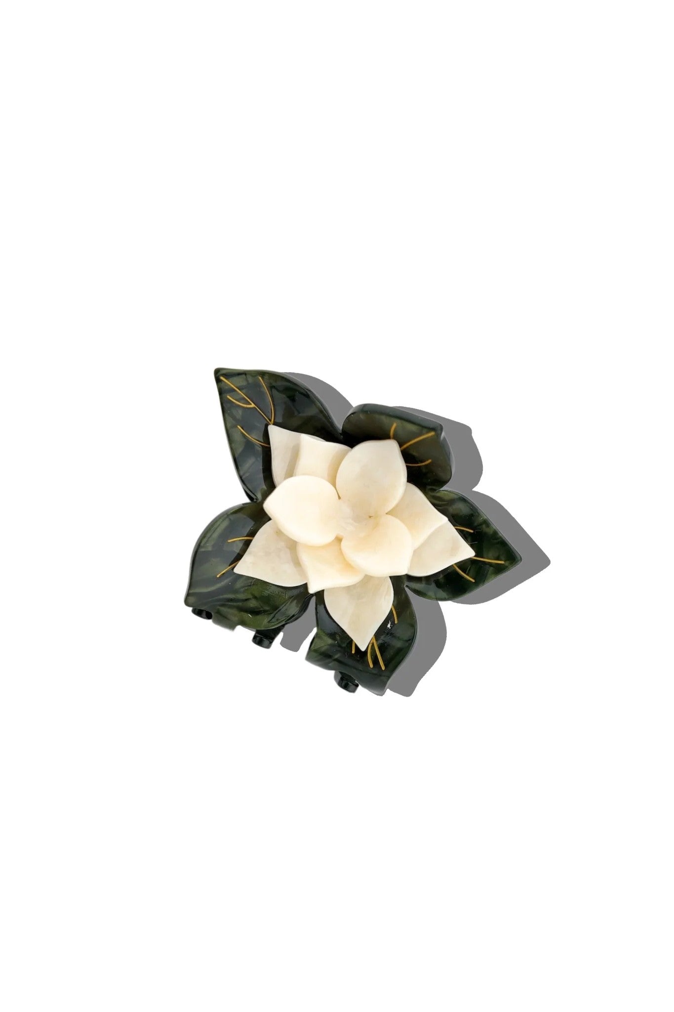 HAND PAINTED CREAM ORIGAMI MAGNOLIA  HAIR CLIP - sassanova