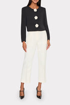 SELENA CAMELLIA APPLIQUE CROPPED JACKET - Jackets - Sassanova