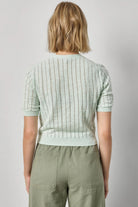 OPEN STITCH V-NECK SHORT SLEEVE CARDIGAN - Sweaters - Sassanova