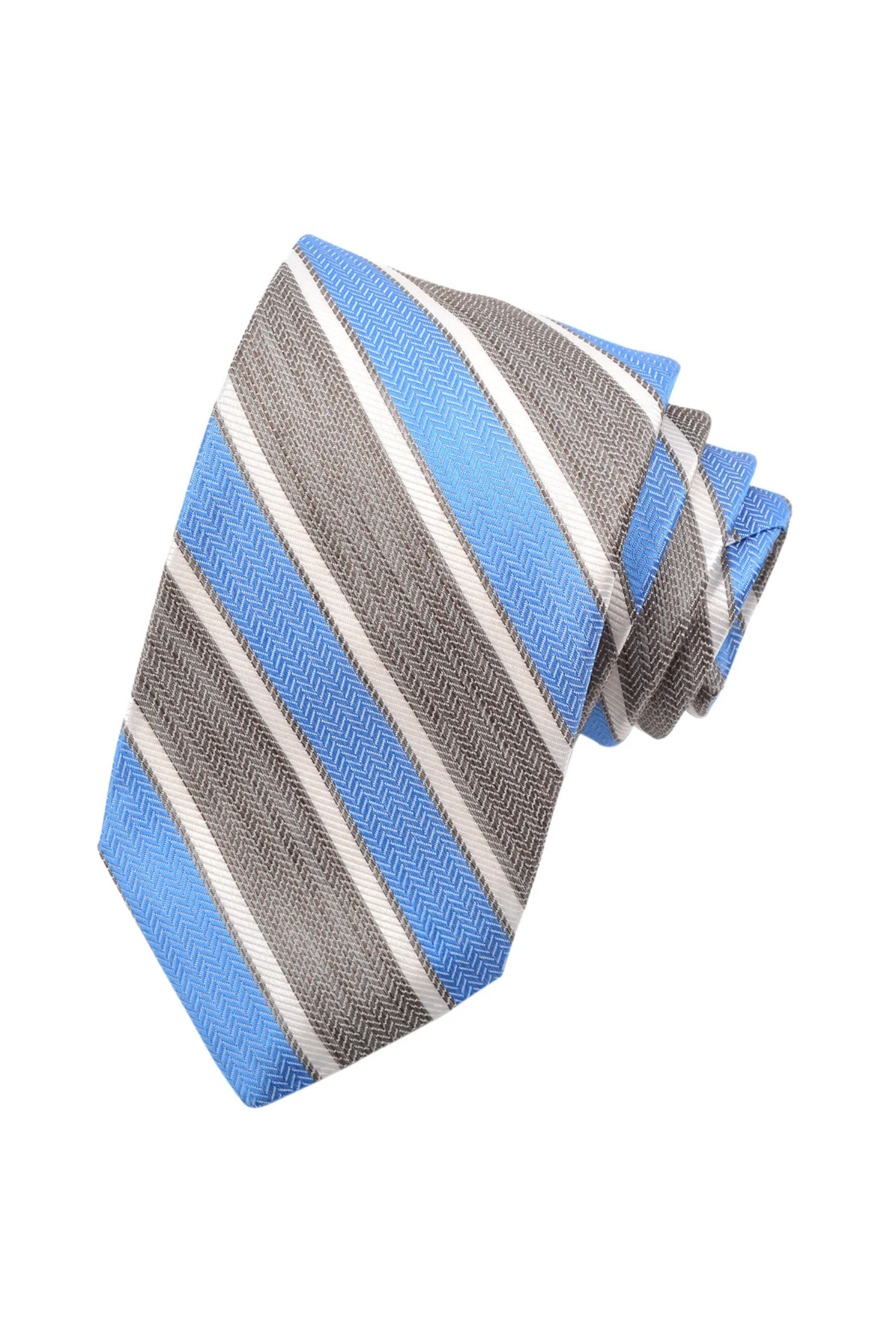 ITALIAN SILK WIDE STRIPE TIE GREY OS Sassanova / Novaman