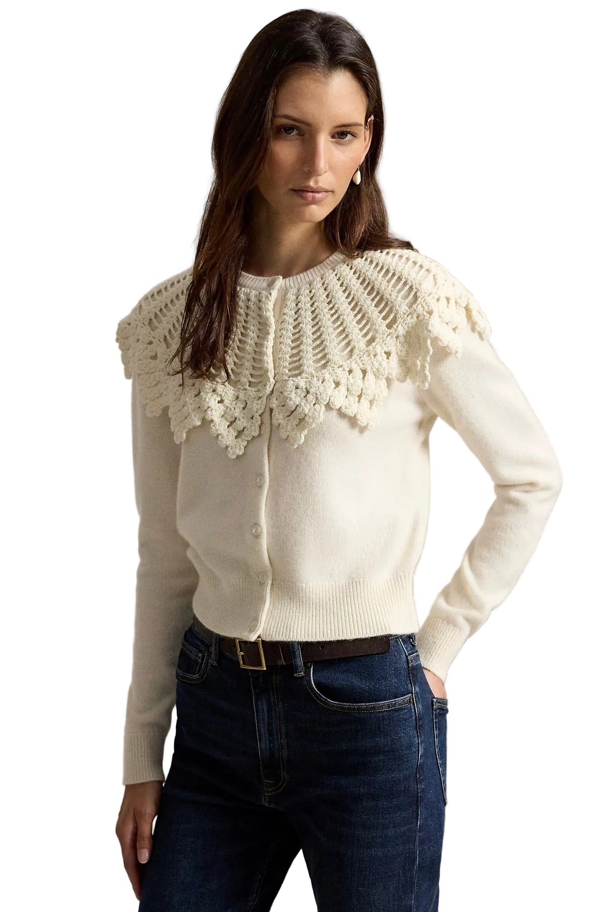 LACE YOKE CARDIGAN Sassanova