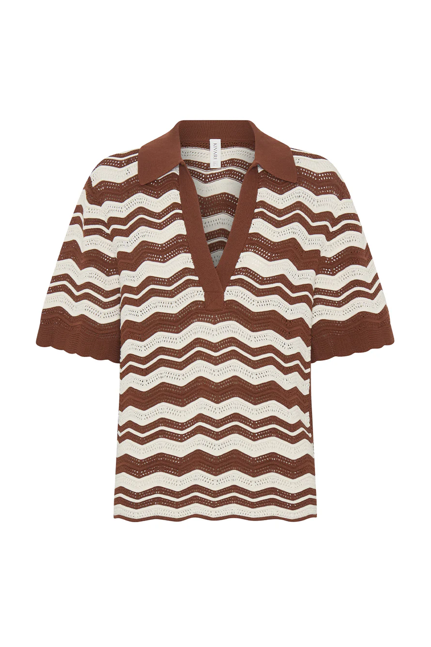 SARAH KNIT POLO TOP - Blouses - Sassanova