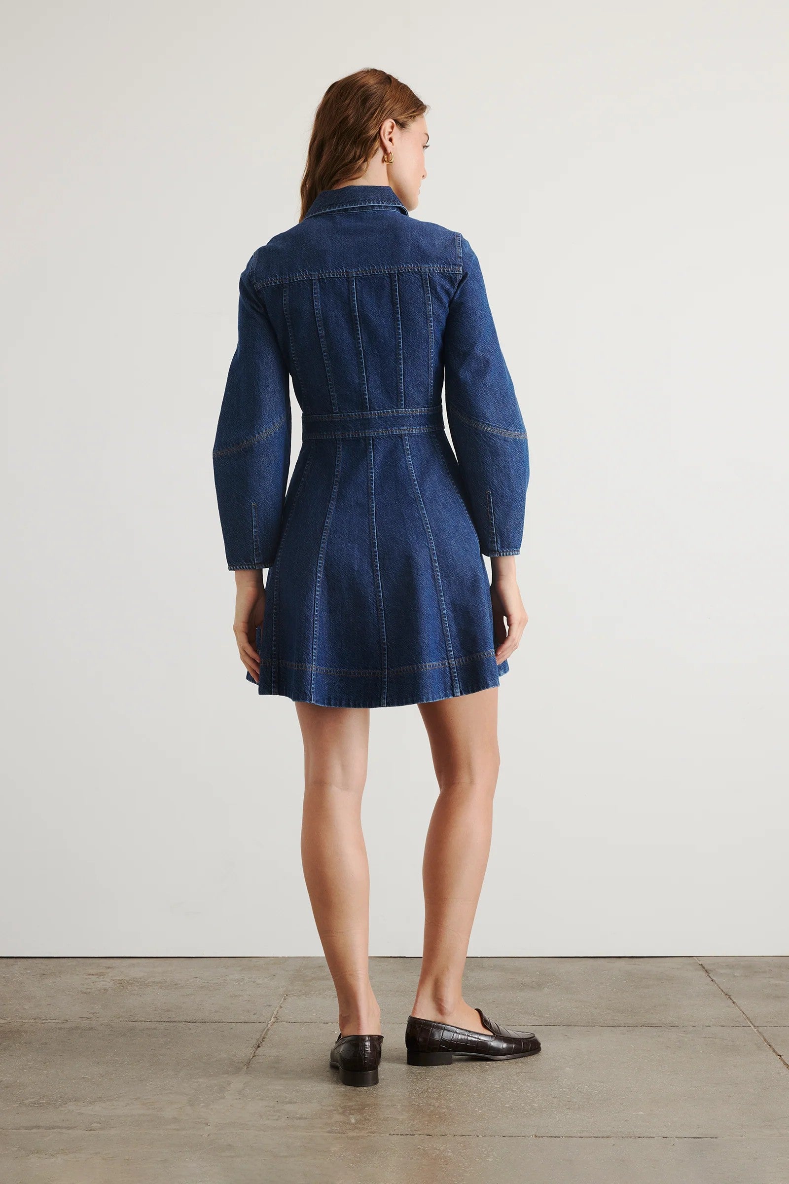 Hailey long-sleeved denim dress with button front-sassanova