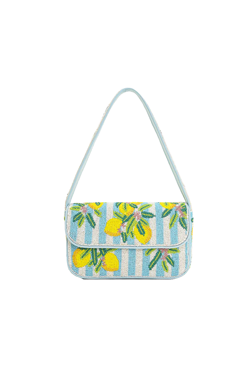 LIMONCELLO STRIPE SHOULDER BAG- BLUE/WHITE/YELLOW - Shoulder Bags - Sassanova