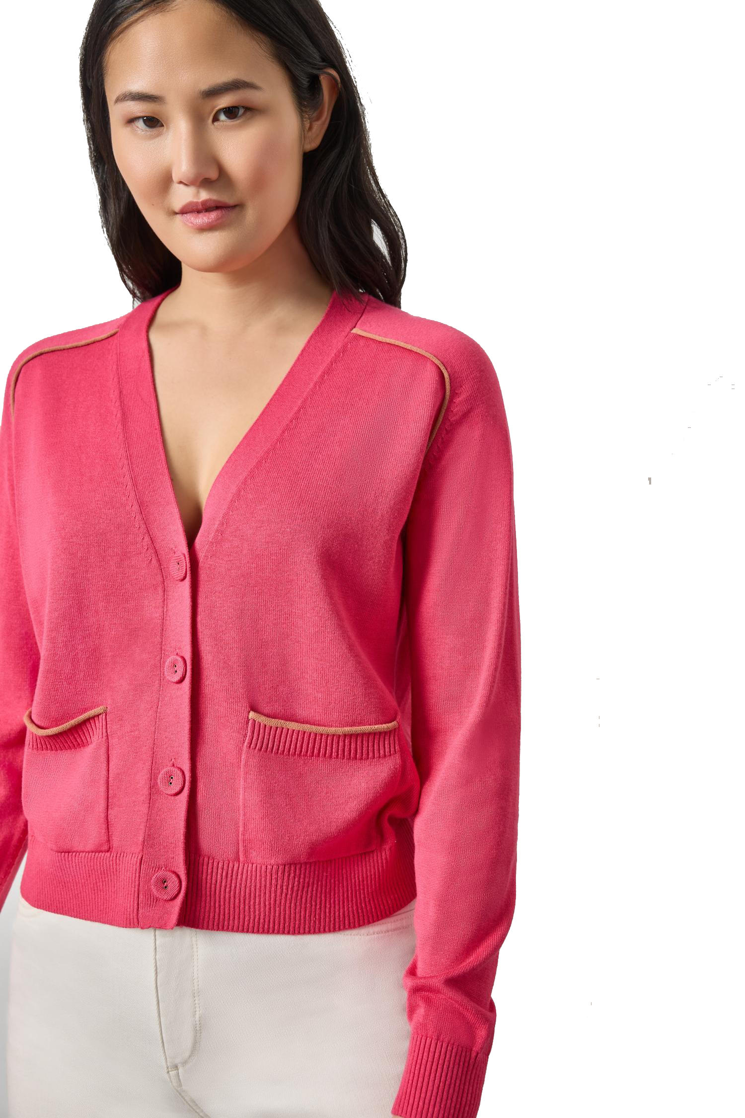 SADDLE SLEEVE V-NECK CARDIGAN - Sweaters - Sassanova