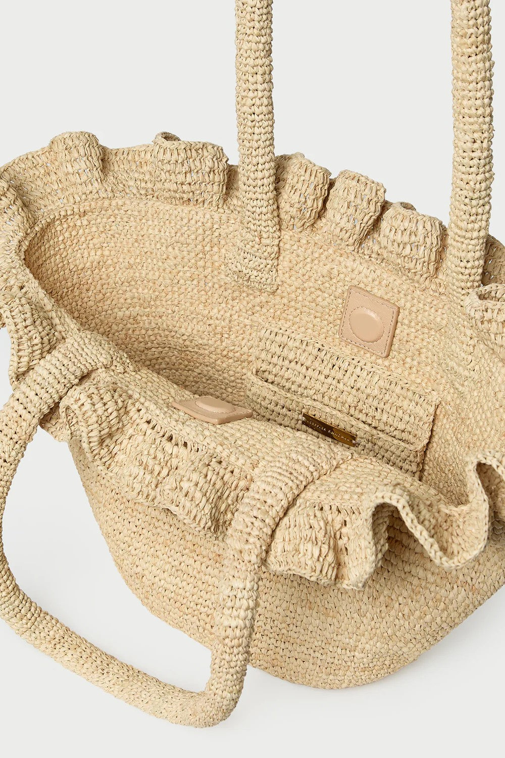 CYRUS RAFFIA WOVEN TOTE WITH RUFFLE - Handbags - Sassanova