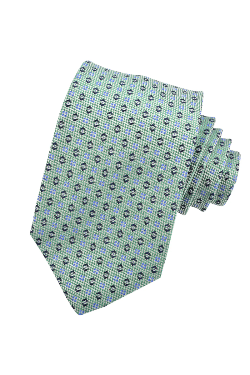 GEOMETRIC OXFORD SILK TIE MINT - Ties - Novaman