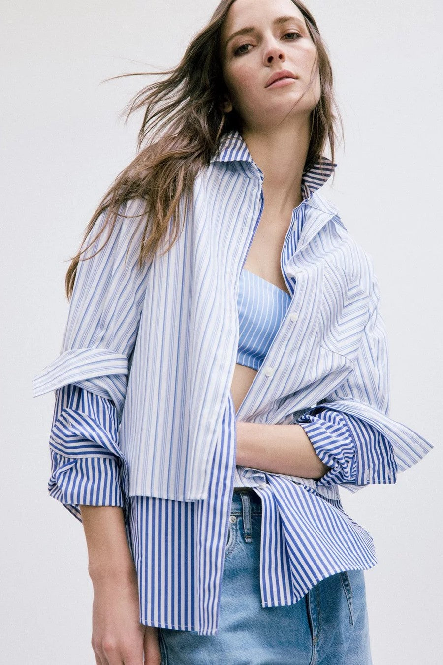 LUCIA STRIPE POPLIN SHIRT - Blouses - Sassanova