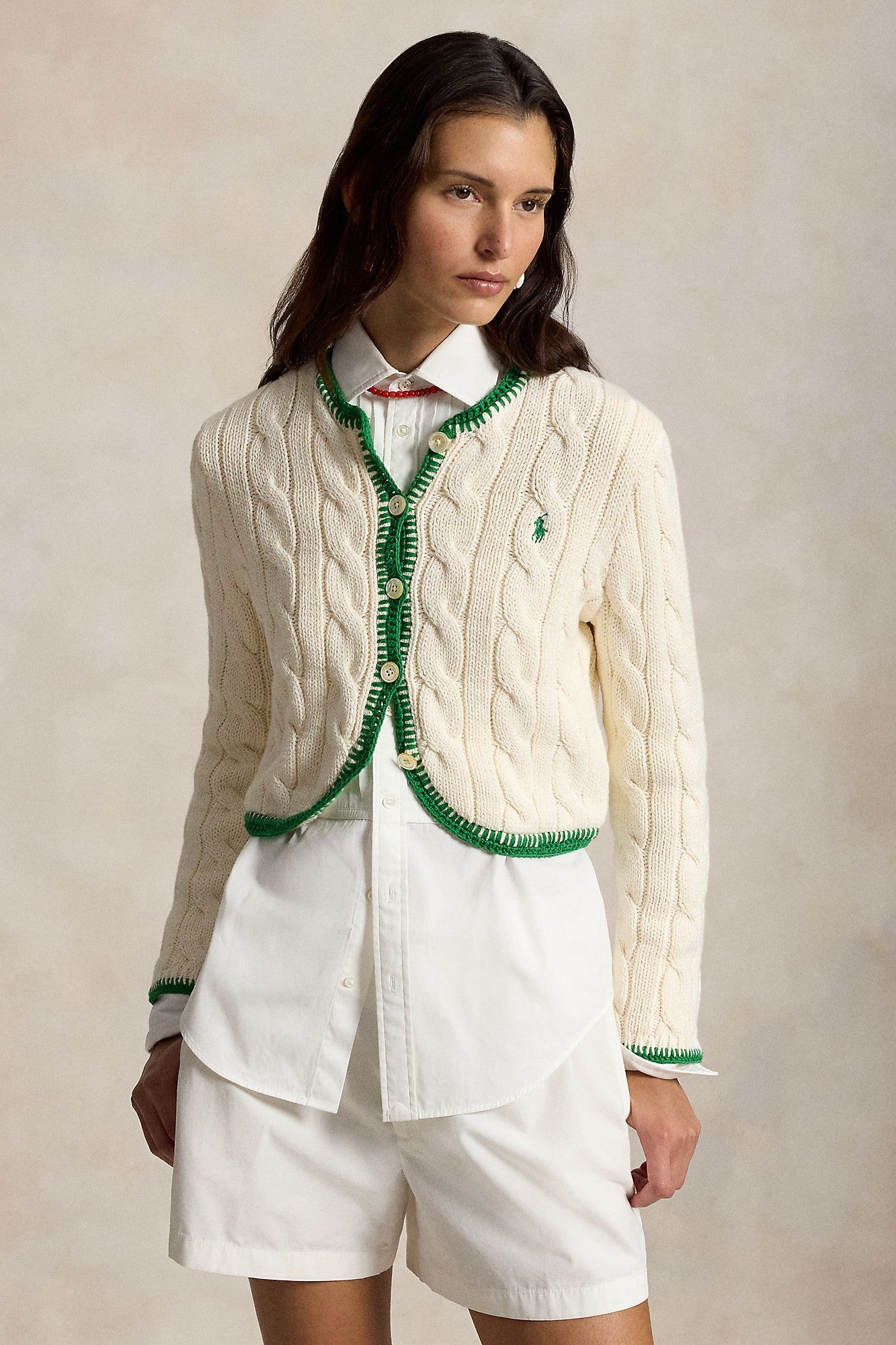 COTTON CREW NECK CARDIGAN - Sweaters - Sassanova