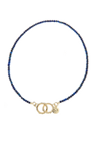 DIAMOND CUT LAPIS LARIAT BEADED NECKLACE - sassanova
