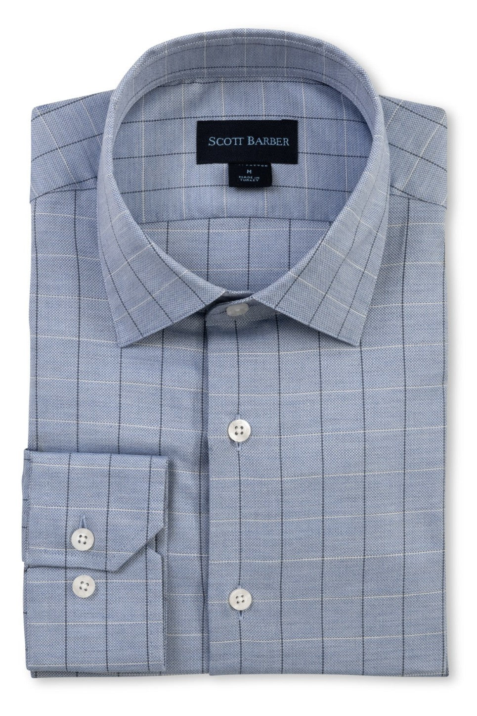 dobby pane sport shirt blue-novaman