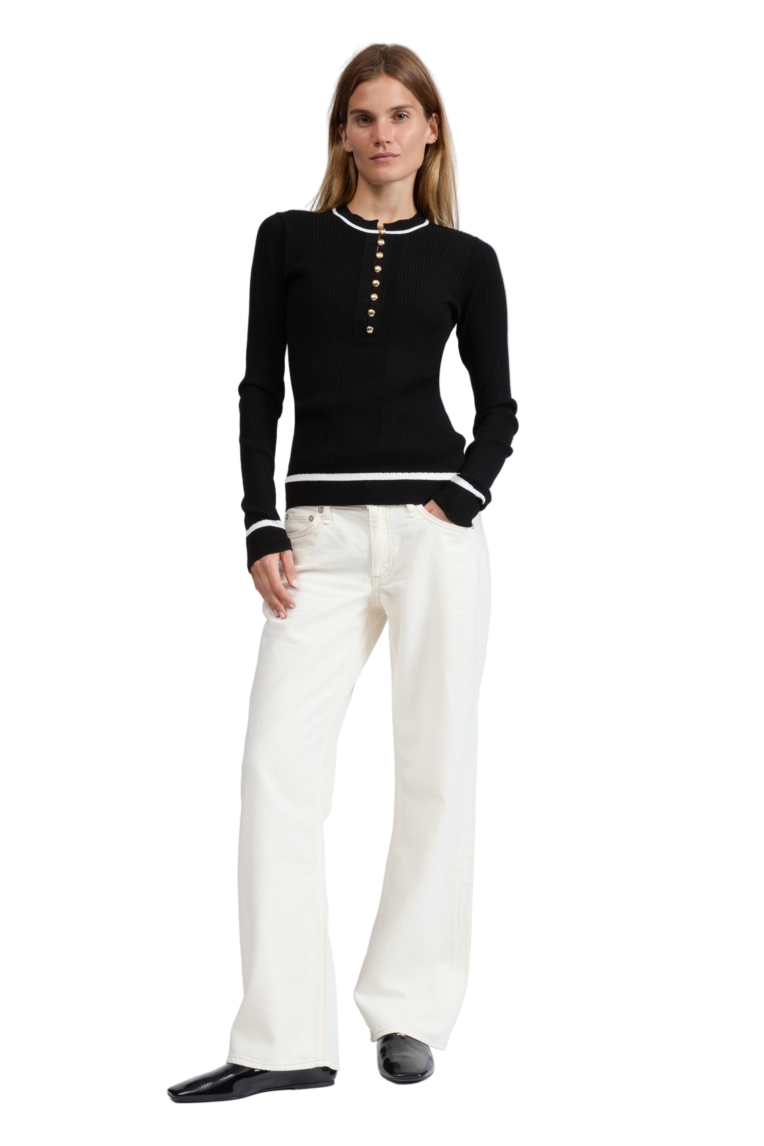 KASSY RIB HENLEY - Sweaters - Sassanova