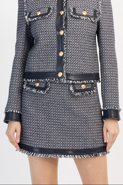 BIRDSEYE TWEED DEVA SKIRT - Skirts - Sassanova