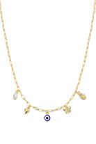 CONNECTION MINI CHARM NECKLACE- GLD/MULTI
sassanova