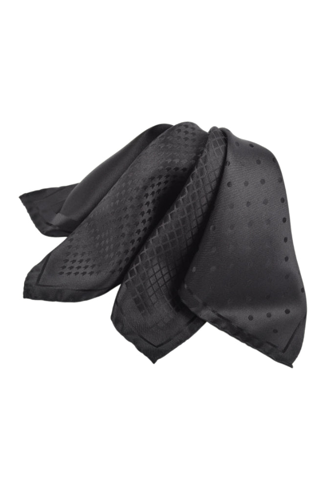 ITALIAN SILK WOVEN POCKET SQUARE BLACK - Ties & Pocket Squares - Novaman