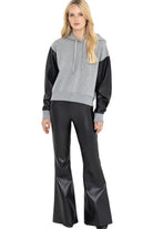 LISBET VEGAN LEATHER COMBO HOODIE-sassanova