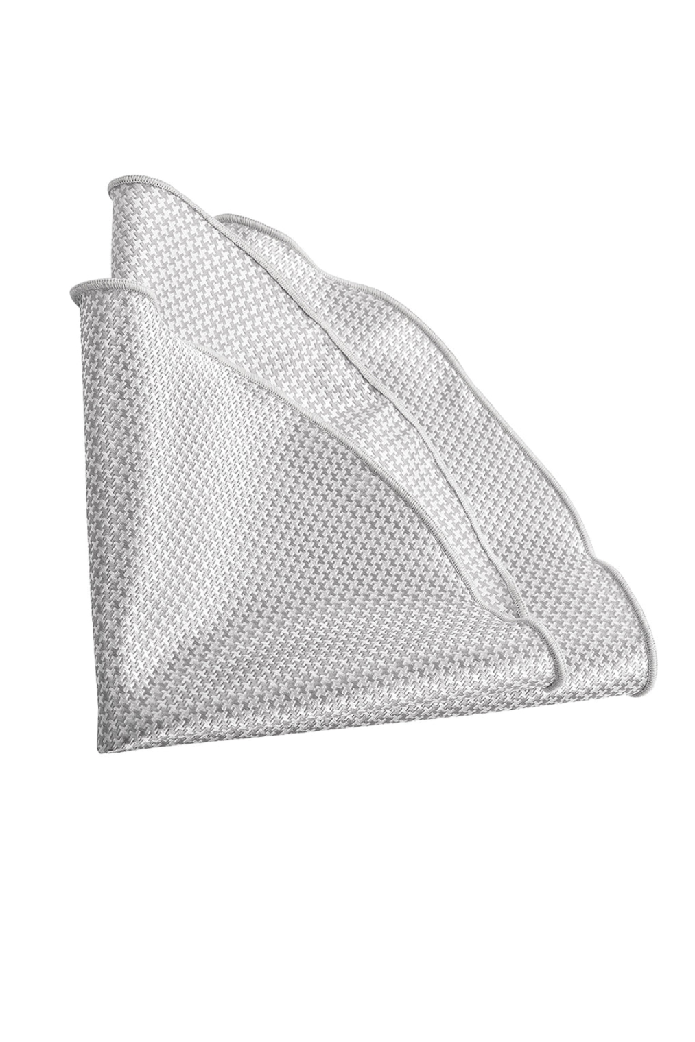 SILK WOVEN JACQUARD HOUNDSTOOTH SILVER - novaman