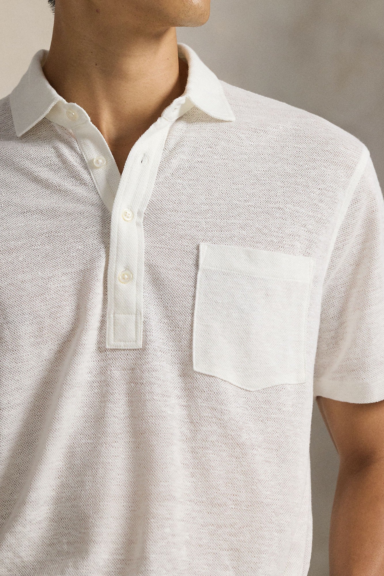 SHORT SLEEVE LINEN PIQUE POLO - Polos - Novaman