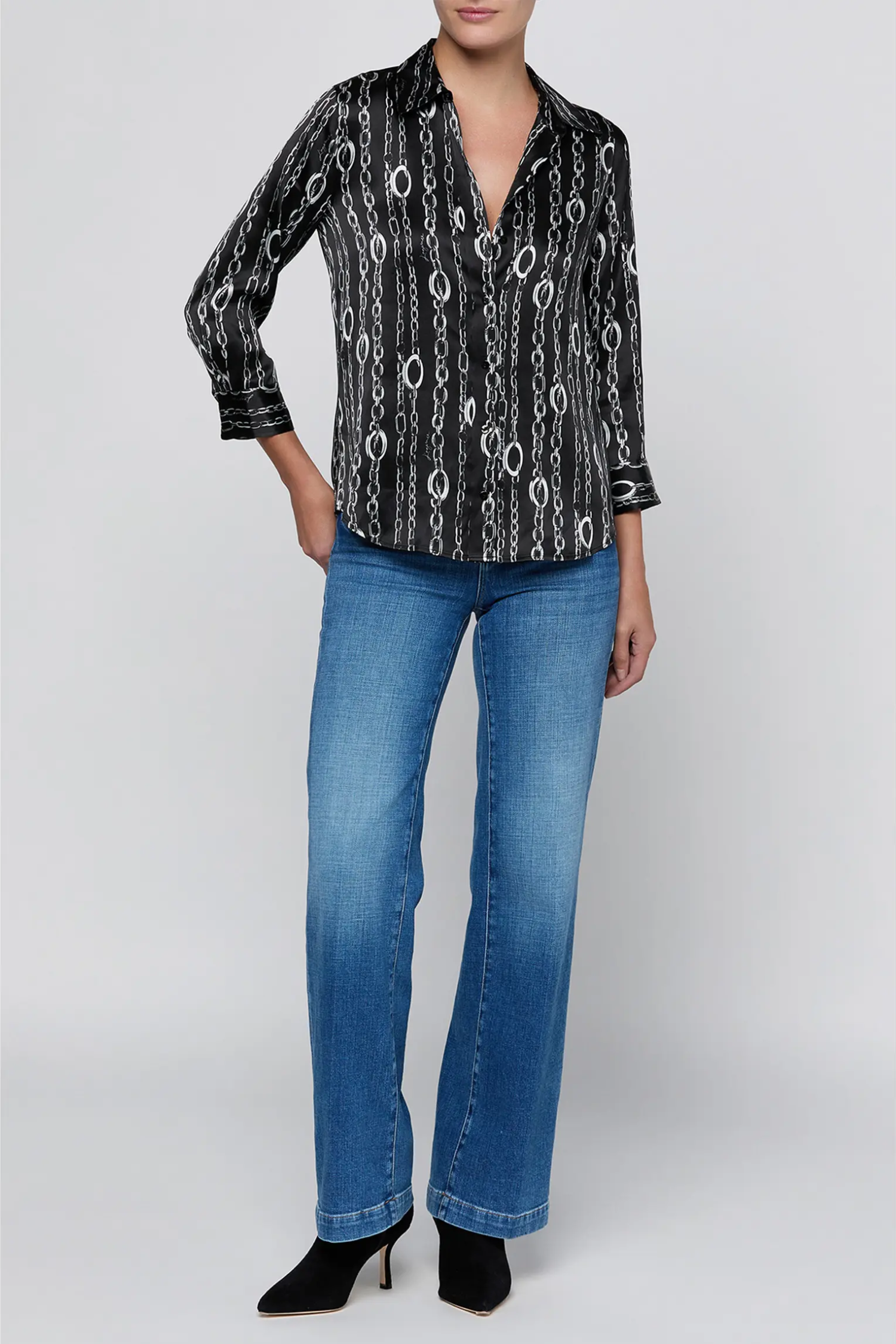 DANI 3/4 SLEEVE BLOUSE BLACK CHAIN Sassanova