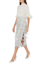 ROXANNE FRINGE SEQUIN MIDI SKIRT - sassanova