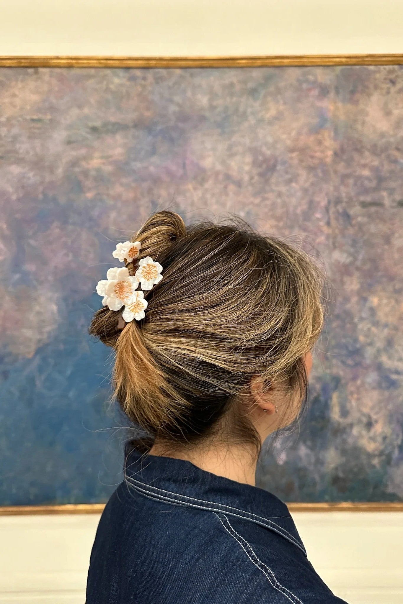 HAND PAINTED SNOW CHERRY BLOSSOM HAIR CLIP - sassanova