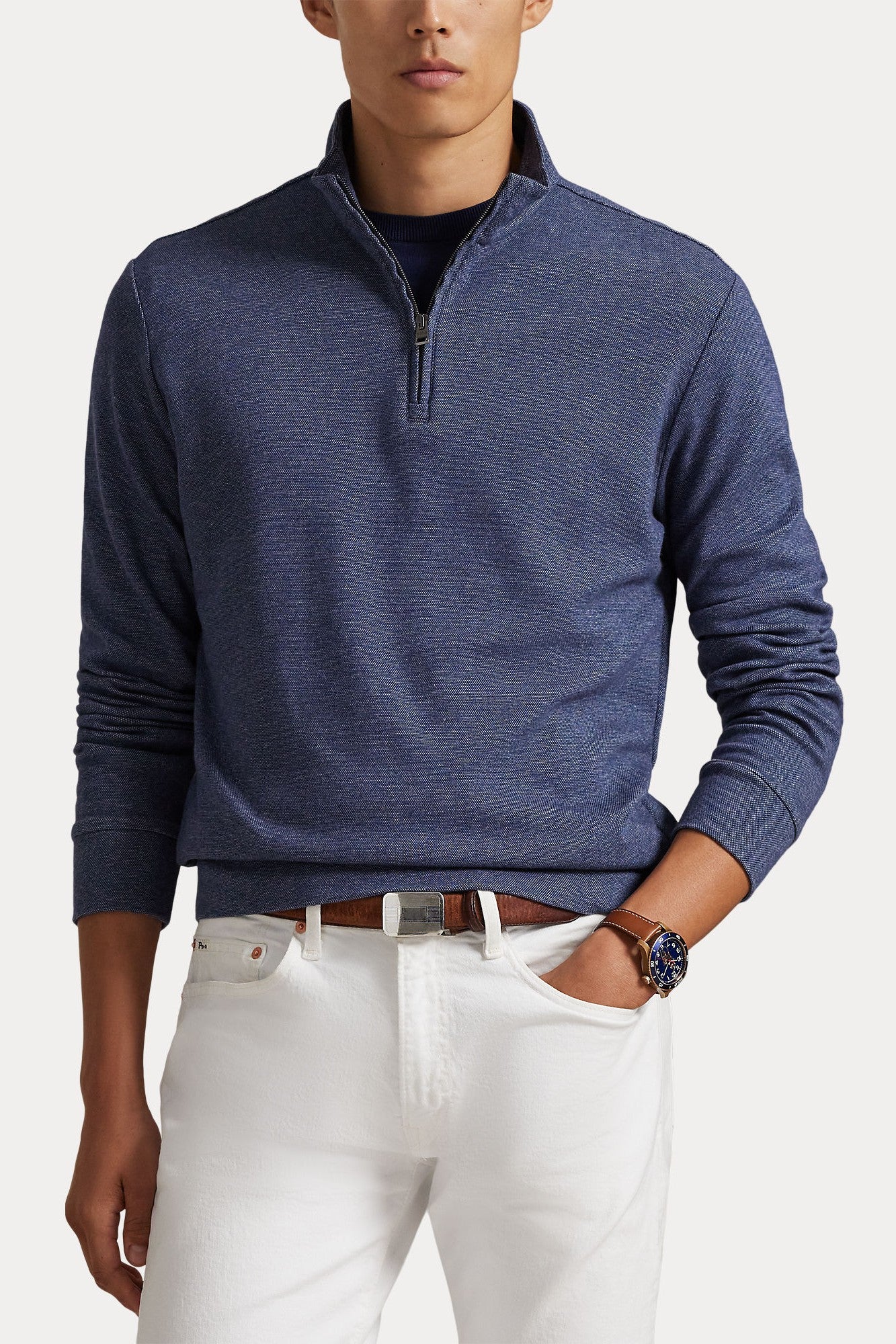 LONG SLEEVE TEXTURED 1/2 ZIP PULLOVER - Sweaters - Novaman