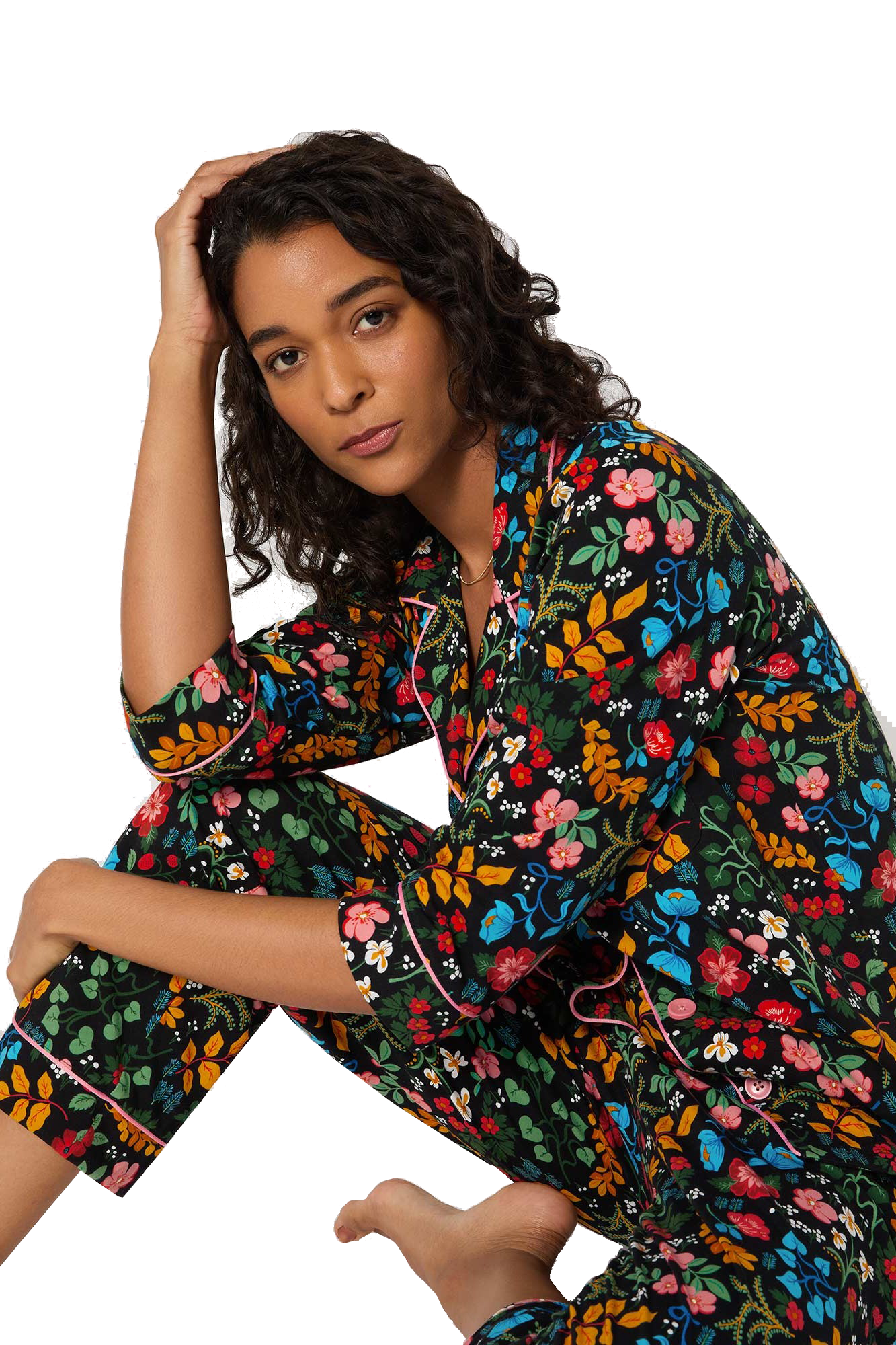 WINTER BLOOMS 3/4 SLV CROP PJ SET - Sassanova
