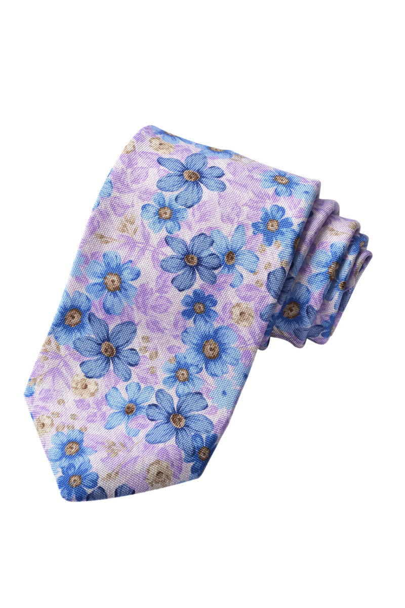 ITALIAN SILK FLORAL DAISY TIE LILAC - Ties - Novaman