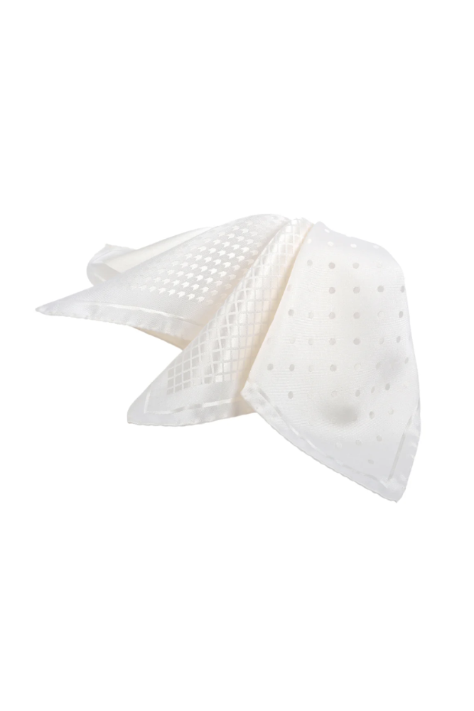 ITALIAN SILK WOVEN POCKET SQUARE WHITE
