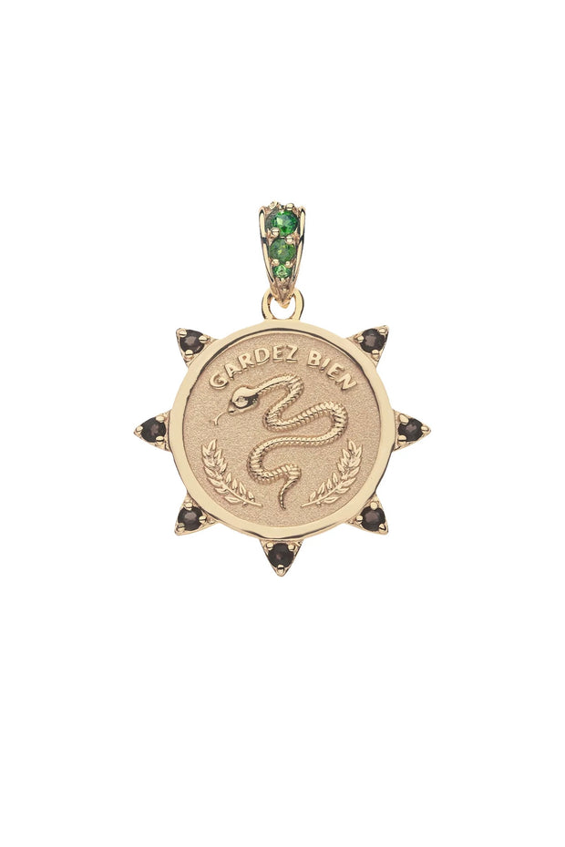 PROTECT PETITE EMBELLISHED SNAKE COIN NECKLACE- ADJ DELICATE CHAIN