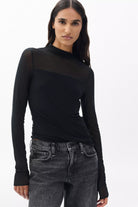 LUCA DBL LAYER MIX MEDIA MOCKNECK LS TOP - Sassanova