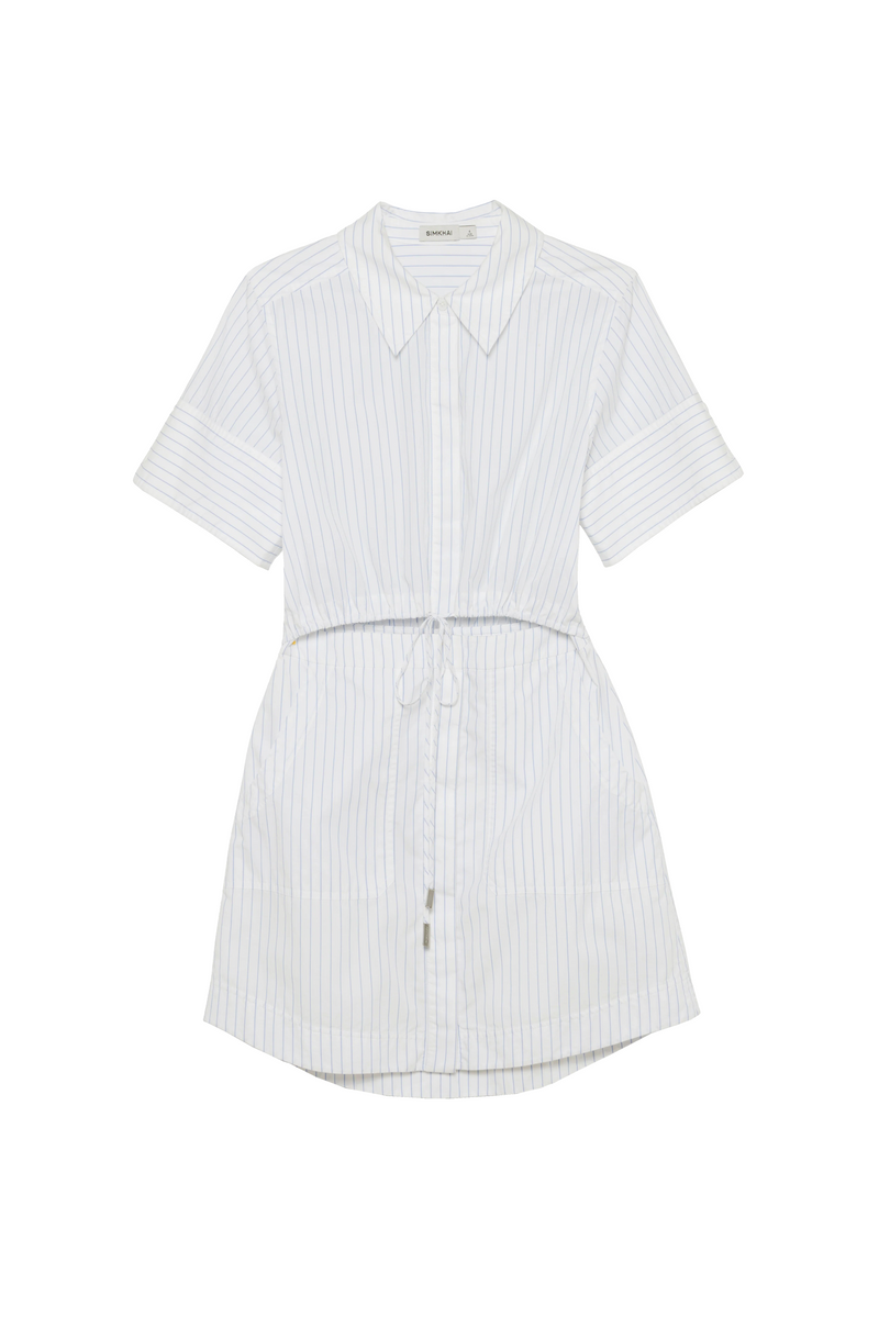 simkhai marcy cotton mini dress SIMKHAI Women's Short Sleeve Marcy Dress in White, Cotton, Size 8
