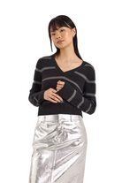 SIMONE LUREX STRIPE V NECK (230/139) - Sassanova