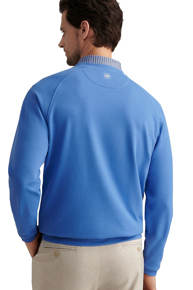 CRADLE PIQUE PERFORMANCE CREW in a solid bright blue color with ribbed hems-novaman