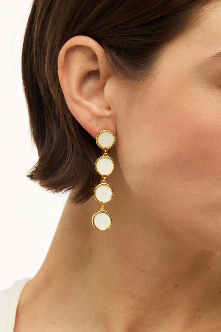 AMY ROUND BEZEL DROP EARRING - Earrings - Sassanova