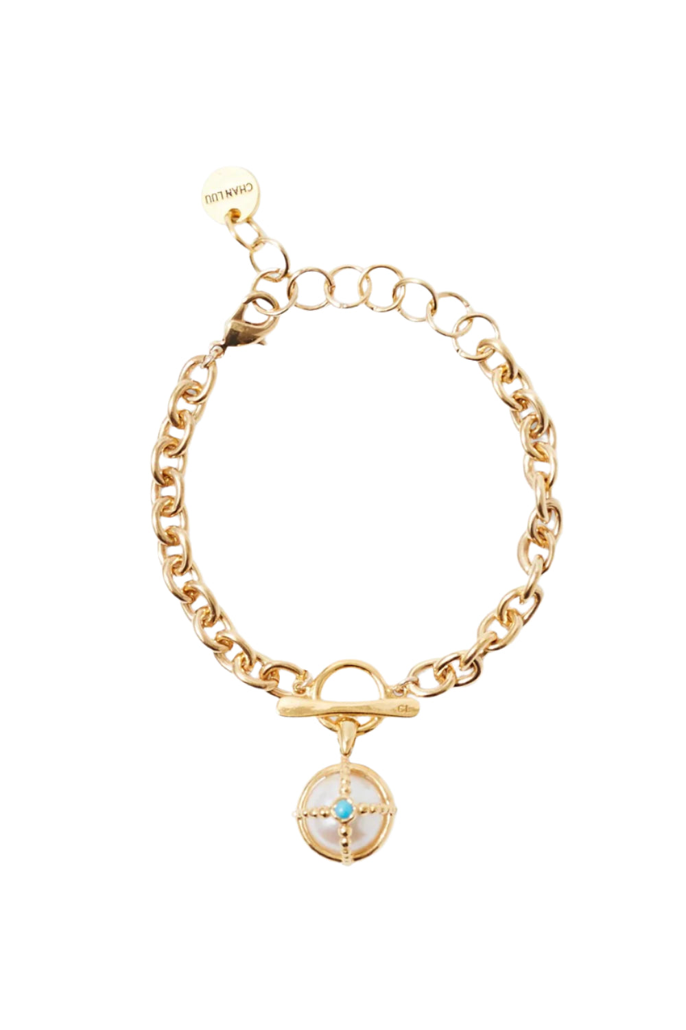 CHAIN LINK BRACELET W/CAGED PEARL (BGZ-6301)
sassanova