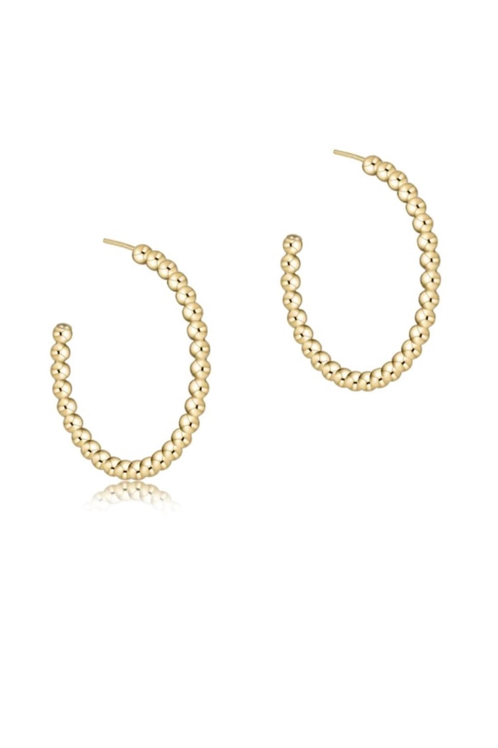 BEADED CLASSIC 1.25" HOOP- 3MM GOLD - Earrings - Sassanova