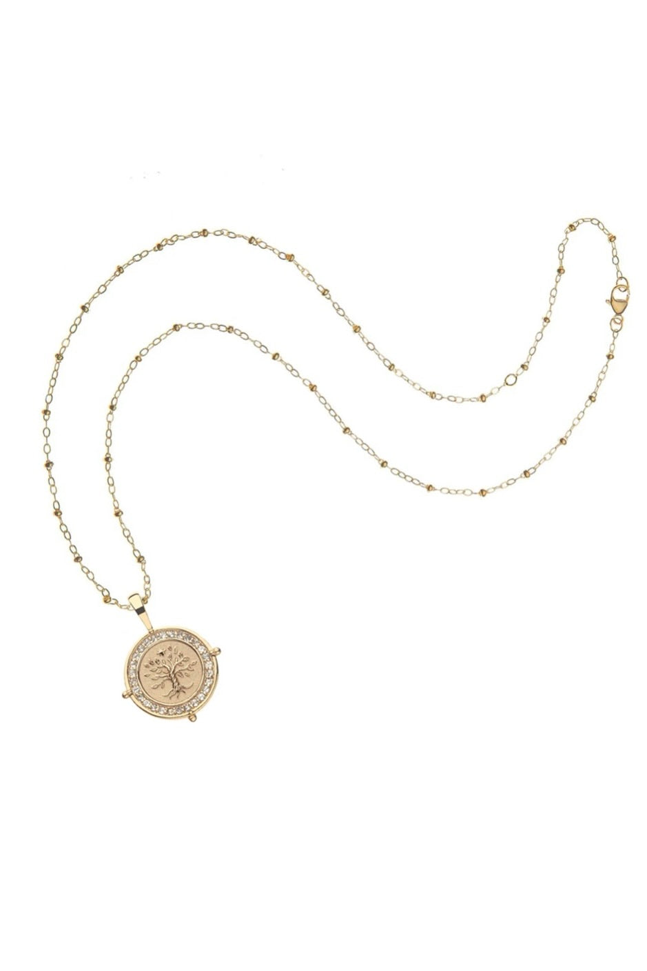 FAITH PETITE EMBELLISHED COIN NECKLACE- SATELLITE CHAIN - sassanova